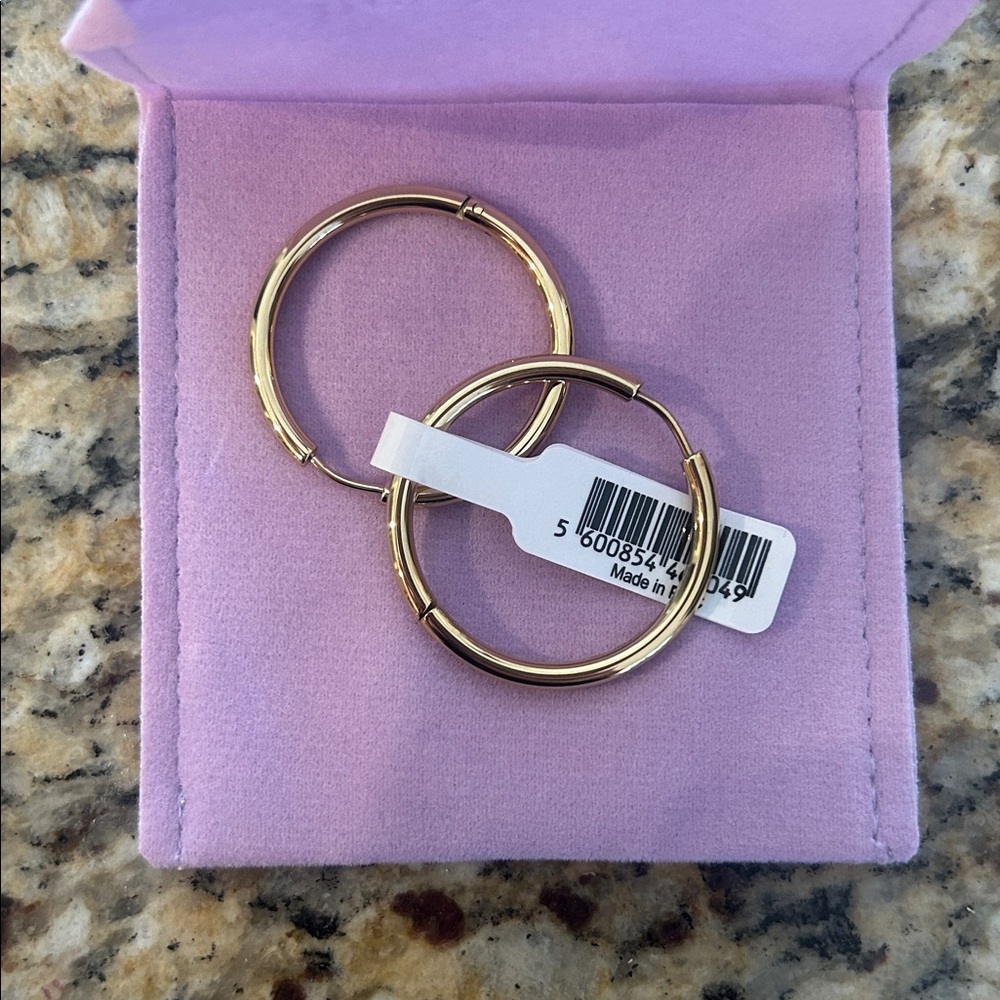 Gold Hoop Earrings NWT - Picture 4 of 4